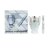 Paco Rabanne Invictus Eau de Toilette 100ml + 10ml Travel Spray Gift Set for Him