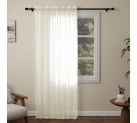 Pacok Beige Voile Curtains, 108 Drop Net Curtain for Windows, Rod Pocket Sheer Curtain Panel Voile Curtains for Living Room Kitcken Bedroom W56xL108 Inch(Beige, 142 x 274cm)