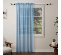Pacok Blue Voile Curtains, 90 Drop Net Curtain for Windows, Rod Pocket Sheer Curtain Panel Voile Curtains for Living Room Kitcken Bedroom W56xL90 Inch(Blue, 142 x 228cm)