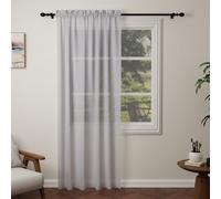 Pacok Darkgray Voile Curtains 90 Drop, 1 Panel Rod Pocket W56xL90 Inch | See Through Net Curtains for Windows Washable Sheer Curtain Panel for Living Room, Bedroom, Kitchen 142 x 228cm Drop Single