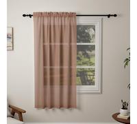 Pacok Mocha Voile Curtains 72 Drop, 1 Panel Rod Pocket W56xL84 Inch | See Through Net Curtains for Windows Washable Sheer Curtain Panel for Living Room, Bedroom, Kitchen 142 x 182cm Drop Single