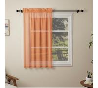 Pacok Orange Voile Curtains, 54 Drop Net Curtain for Windows, Rod Pocket Sheer Curtain Panel Voile Curtains for Living Room Kitcken Bedroom W56xL54 Inch(Orange, 142 x 137cm)