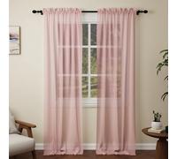 Pacok Pink Voile Curtains, 108 Drop 2 Panels Net Curtain for Windows, Rod Pocket Sheer Curtain Panel Voile Curtains for Living Room Kitcken Bedroom W56xL108 Inch(Pink, 142 x 274cm)