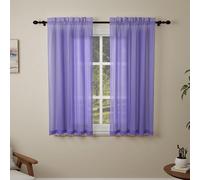 Pacok Purple Voile Curtains, 45 Drop 2 Panels Net Curtain for Windows, Rod Pocket Sheer Curtain Panel Voile Curtains for Living Room Kitcken Bedroom W56xL45 Inch(Purple, 142 x 114cm)