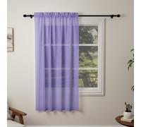 Pacok Purple Voile Curtains, 72 Drop Net Curtain for Windows, Rod Pocket Sheer Curtain Panel Voile Curtains for Living Room Kitcken Bedroom W56xL72 Inch(Purple,142 x 183cm)