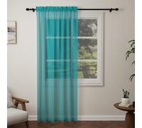 Pacok Teal Voile Curtains, 84 Drop Net Curtain for Windows, Rod Pocket Sheer Curtain Panel Voile Curtains for Living Room Kitcken Bedroom W56xL84 Inch(Teal, 142 x 213cm)
