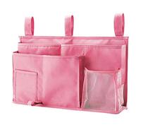 PACOLO Caddy Hanging Organizer Bedside Storage Bag, 600D Oxford Cloth with Hook&Loop Fastener for Bunk and Hospital Beds,Dorm Rooms Bed Rails(8 Pockets) (Pink)