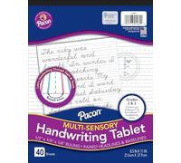 Pacon Multi-Sensory Raised Ruled Tablet, Tape-Bound Tablet, 1/2" x 1/4" x 1/4" Ruled Short, 8-1/2" x 11", 40 Sheets