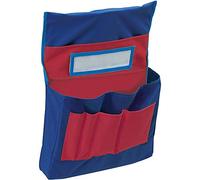 Pacon Pocket Chart, Chair Storage, Blue & Red, 18-1/2"H x 14-1/2"W x 2-1/2"D, 1 Chart