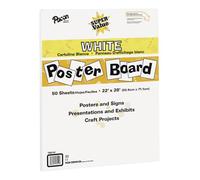 Pacon Poster Board, 50 Sheets, White, 559mm x 711mm, For Classrooms, Schools, Offices, Display Boards & Bulletin Boards