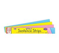 Pacon Sentence Strips, 30 Reusable Wipe-Off Strips, 3" x 24", 3 Assorted Colours, Learn Maths, Spelling & Grammar, Ideal for Schools and Home Schooling
