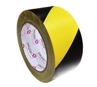 Pacplan 1x Hazard Tape Black and Yellow, Premium Heavy Duty, 50mm (2") x 33m, Strong Self Adhesive Warning Caution Tape, Floor Marking Tape, Safety & Social Distancing Barrier Tape