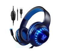 Pacrate Gaming Headset for PS4/PS5/Xbox One/Nintendo Switch/PC, PS4 headset with Microphone Xbox Headset with LED Lights, Noise Cancelling PS5 Headset for Kids Adults - Blue