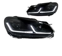 PaCsci Car Front Lights For VW For Golf6 For Golf 6 MK6 Headlight 2009-2012 R20 For GTI Head Lamp For Drl Projector Lens Automotive Accessories Car Lights Headlight assembly(Black Samurai L*ED,LHD)