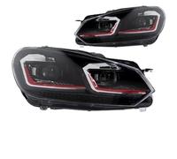 PaCsci Car Front Lights For VW For Golf6 For Golf 6 MK6 Headlight 2009-2012 R20 For GTI Head Lamp For Drl Projector Lens Automotive Accessories Car Lights Headlight assembly(G*TI Red One Set,RHD)