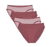 Pact Organic Cotton Women's Everyday Classic Fit Bikini Underwear, 4 Pack, Upstate Stripe Plum Wine/Plum Wine, M