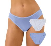 Pact Women's Organic Cotton Bikini Underwear, Classic Fit Panties with High Cut Leg, 2 Pack, Hydrangea Dots, L