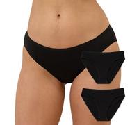 Pact Women's Organic Cotton Classic Fit Bikini 2-Pack Black/Black