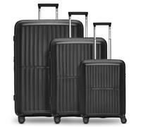 Pactastic Collection 01 4-wheel suitcase set, 3 pieces, with expansion fold black