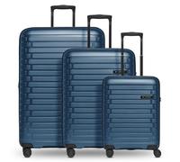 Pactastic Collection 04 THE THREE SET + 4 wheels Suitcase set 3-piece with expansion pleat blue