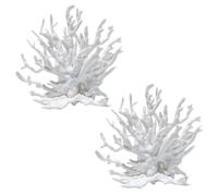 PacuM 2 PCS Aquarium Coral Branch-Shaped Mini Coral Artificial White Fish Tank Ornaments Can Be Paired With Aquatic Plants Driftwood Fish Tank Accessories for Aquarium Landscape (12.5x11.4x5CM)