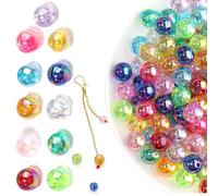 PacuM 400 Pcs 10mm Coloured Beads for Jewelry Making Craft Beads Round Acrylic Making DIY Craft Project for Bracelets Necklaces Earrings Glasses Chains Key Chains