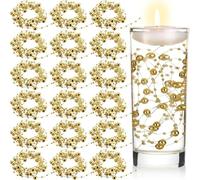 PacuM Artificial Pearls String Beads Chain, 18 Pc/70 Feet Pearl Bead String Garland Faux Pearl Christmas Beads Garland Plastic for Wedding, Party, Christmas Tree Decoration (Gold)