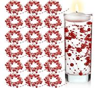 PacuM Artificial Pearls String Beads Chain, 18 Pc/70 Feet Pearl Bead String Garland Faux Pearl Christmas Beads Garland Plastic for Wedding, Party, Christmas Tree Decoration (Red)
