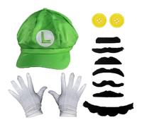 PacuM Clothing Set Cartoon Costume Accessories Includes Hat Gloves Buttons Beard Character Costumes for Children Adults Cartoon Characters Costumes for Halloween Christmas Carnival (Green)