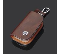 PacuM Cowhide Car Key Case for Volvo, High-end Keychain Bag with Metal Logo Men and Women Gifts and Merchandise, Auto Parts,-Brown-