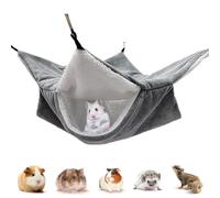PacuM Guinea Pig Hammock Hand Stitched 34 cm x 34 cm Hammock Host Pigs Free Adjustable for Rest Accessories Non-Slip Design for Rabbits Guinea Pigs (Grey)