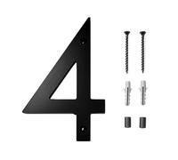 PacuM Modern House Numbers for Outside 6 Inches Black House Numbers Floating House Number Plaque Plastic Home Address Sign for Office Doors, Mailboxes, Garages (Matte Black, 4)