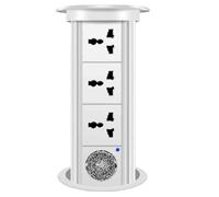 PacuM Pop-Up Socket Smart Electric Countertop Wireless Charging Kitchen Desk Lifting Socket Suitable for Home Office Desk,White-Three-Jacks+Bluetooth-Speaker