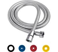 PacuM Shower Hose 1.5m Shower Pipe Smooth Shower Head Hose 1/2 Inch Universal Replacement Shower Hose Extension Silver Stainless Steel with 4 Washers for Bidet Sprayer, Chrome