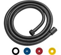 PacuM Shower Hose 2m Shower Pipe Smooth Shower Head Hose 1/2 Inch Universal Replacement Shower Hose Extension Black Stainless Steel with 4 Washers for Bidet Sprayer, Chrome