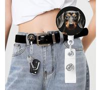 Pad Dachshund Badge Reels Retractable with Clip and Keychain Funny Cute Badge Clips Id Card Badge Holder for Office Worker Doctor Nurse
