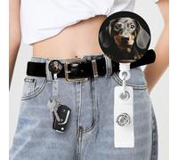 Pad Dachshund Badge Reels Retractable with Clip and Keychain Funny Cute Badge Clips Id Card Badge Holder for Office Worker Doctor Nurse