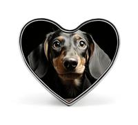Pad Dachshund Badges Heart with Button Design, Personalized Picture Pin Brooches, Heart Badge Holders for Decorate Hat Shirt Clothing Bag Accessories