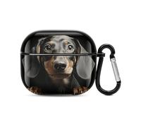Pad Dachshund Bluetooth Earbuds Case Cover Full Body Shockproof Protection Hard Case Support Wireless Charging with Keychain Personalized Gift for AirPods 3