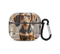 Pad Dachshund Dog Bluetooth Earbuds Case Cover Full Body Shockproof Protection Hard Case Support Wireless Charging with Keychain Personalized Gift for AirPods 3