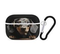 Pad Dachshund Earbuds Organizer Shockproof Protective Airpods Pro Cover with Carabiner Clip Anti Fall Carrying Earphone Case Cover for Airpods Pro 2nd Generation White
