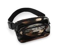Pad Dachshund Fanny Pack Belt Bag with Adjustable Strap Fashion Waist Bag for Outdoor Sports Hiking, white, 20x13cm, Full Printed Waist Bag