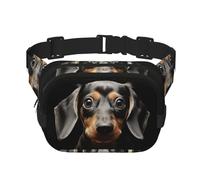 Pad Dachshund Fanny Pack For Women Waterproof Adjustable Belt Bags Waist Pack Fashion Casual Crossbody Bags Bum Bag For Running Workout Hiking Traveling, Black, One Size