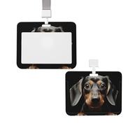 Pad Dachshund Id Badge Holder with Lanyard Waterproof Key Card Holder Case Id Card Protector with Clear Id Window Name Tags for Women Men Work Office Doctor Nurse