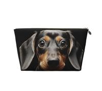 Pad Dachshund Leather Cosmetic Bag - Large Capacity Portable Travelling Toiletry Bag, Suitable for Daily and Travelling Use