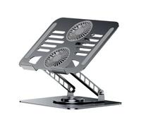 Pad Laptop Tablet Cooling Stand With 360° Rotation Base And Usb Dual Turbo Fan, Heavy-duty Metal Foldable & Adjustable Height Laptop Cooler for Desk & 10-17" Notebook, for Game, Office, Home (Black)