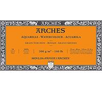 Pad of 20 Watercolour Sheets (Glued on 4 Sides) 15 x 30 cm 300 g/m², Natural White Tea Towel Grain