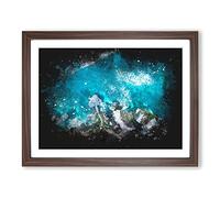 Padang Island In Bali Paint Splash Modern Art Framed Print | A3 Walnut Framed Wall Art | Ready to Hang | Modern Landscape Picture | Living Room Bedroom Lounge Office