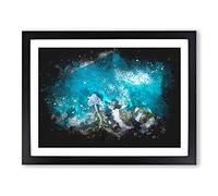 Padang Island In Bali Paint Splash Modern Art Framed Print | A4 Black Framed Wall Art | Ready to Hang | Modern Landscape Picture | Living Room Bedroom Lounge Office