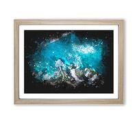 Padang Island In Bali Paint Splash Modern Art Framed Print | A4 Oak Framed Wall Art | Ready to Hang | Modern Landscape Picture | Living Room Bedroom Lounge Office